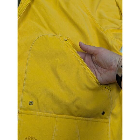 Vintage Orvis Raincoat Jacket Mens XL Yellow Hooded - Picture 5 of 10